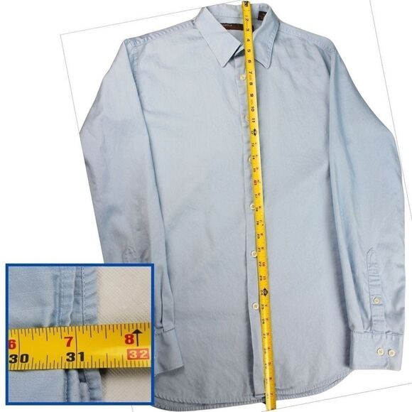 Perry Ellis Men's Long Sleeve Collared Button Front Shirt, Light Blue, Size XL - Picture 3 of 7